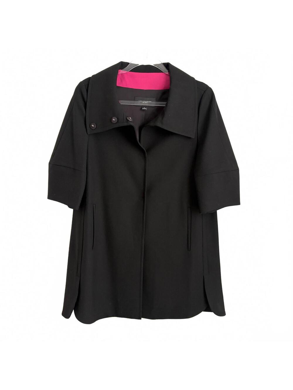 Ann Taylor | Black Button Up Blazer Dress‎ Jacket Curved Side Split Hem Size S